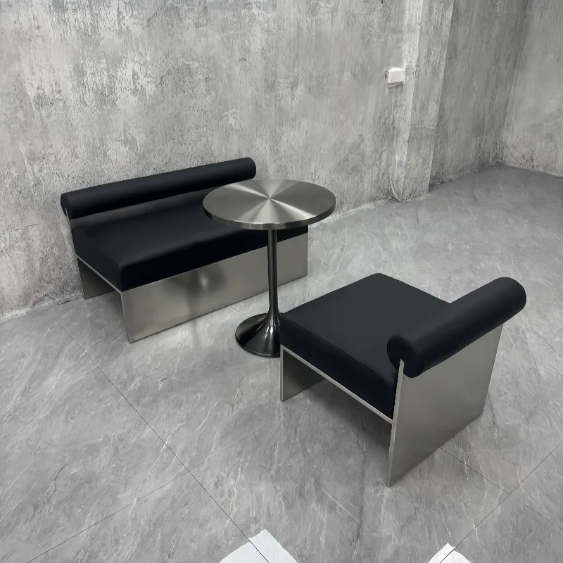 Stylish business sofa with stainless steel base for hotel lounge