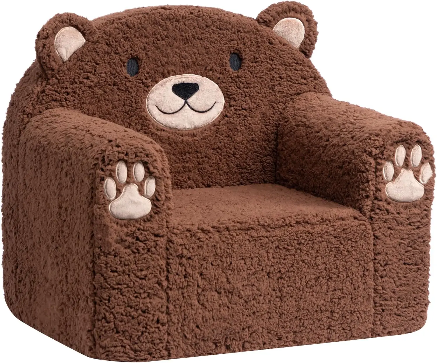 Toddler Couch Ultra-Soft Snuggle Chair, Comfy Sherpa Foam Filled Lovely Bear Sofa, Kids Cozy Corner Play Couch