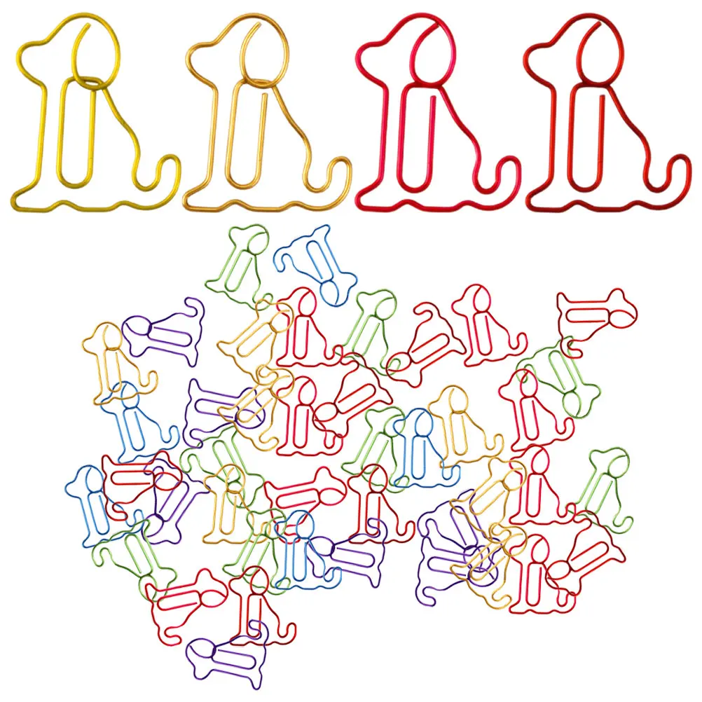 

Multicolor Dog Shaped Paper Clips Cute Bookmarks Office Supplies Novelty Clip Papers Assorted Sizes Metal Bookmark Puppy Shape