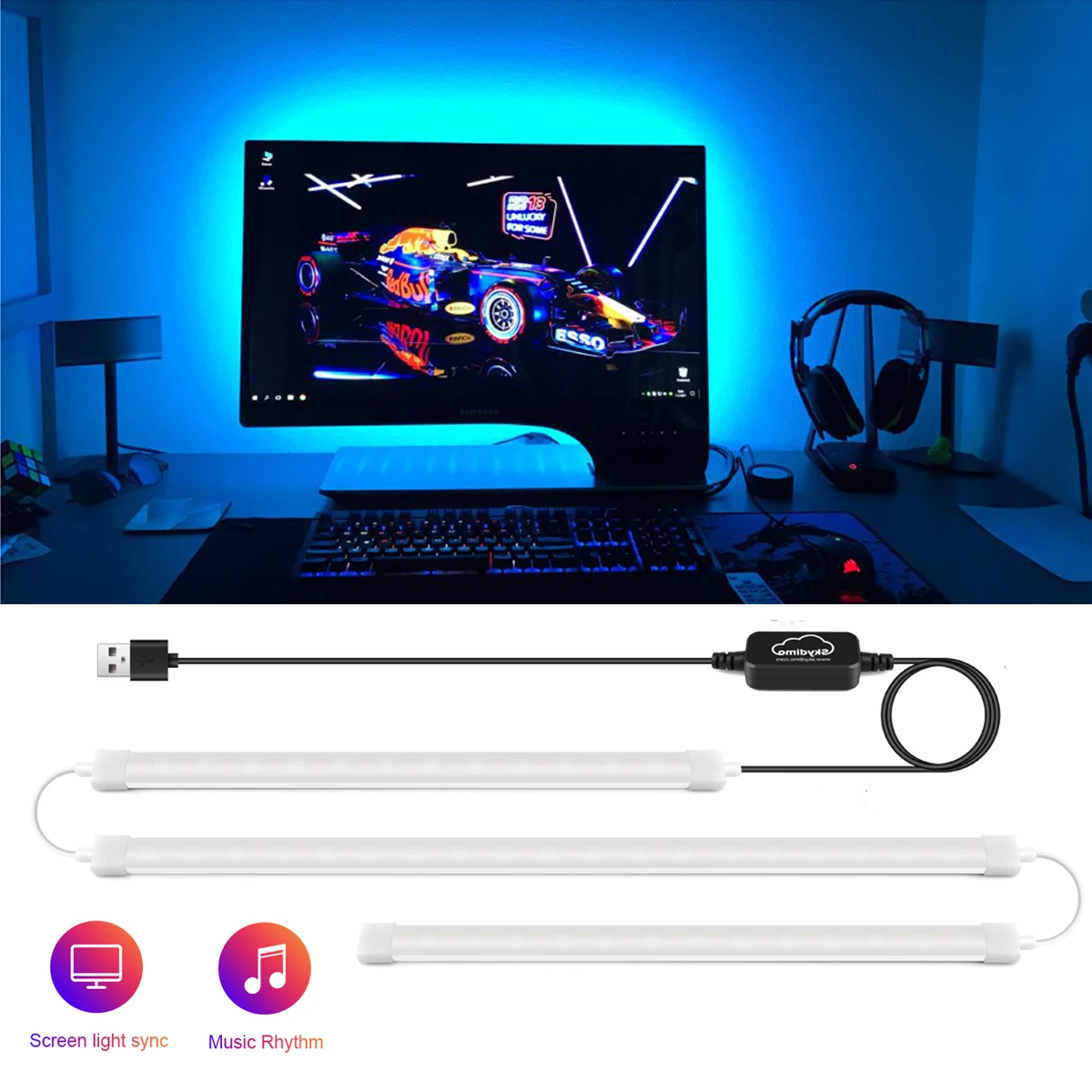 

Sync Rhythm RGBIC Computer Monitor Light Gamer Immersive Experience Strip PC Display Ambient Background Boy's Gift