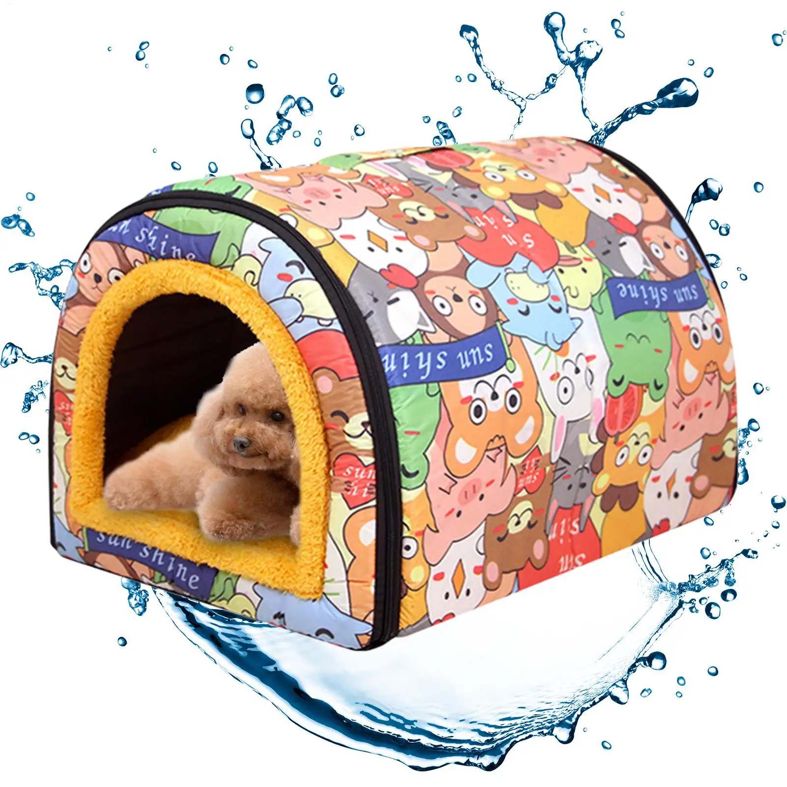Isoliertes Feral-Katzenhaus für den Außenbereich, Winterhaus für kaltes Wetter, Katzenbetten, sehr weiches Katzenbett, Haustierhaus, Welpenhöhle, warmes Katzennest