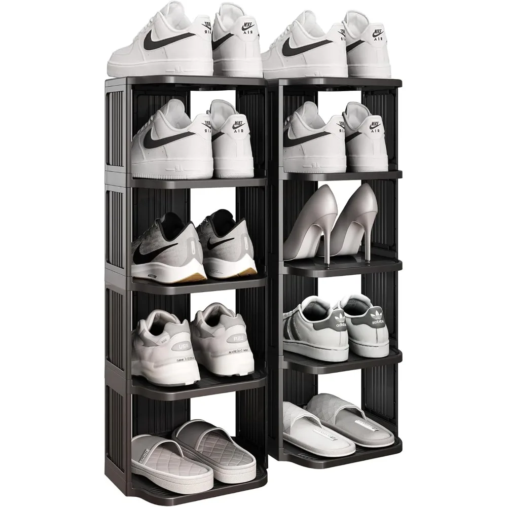 

Shoe Racks for Front Door Entrance, 10 Tiers Stackable Free Standing Plastic Shoe Stand Narrow Tall Vertical Shoe Rack