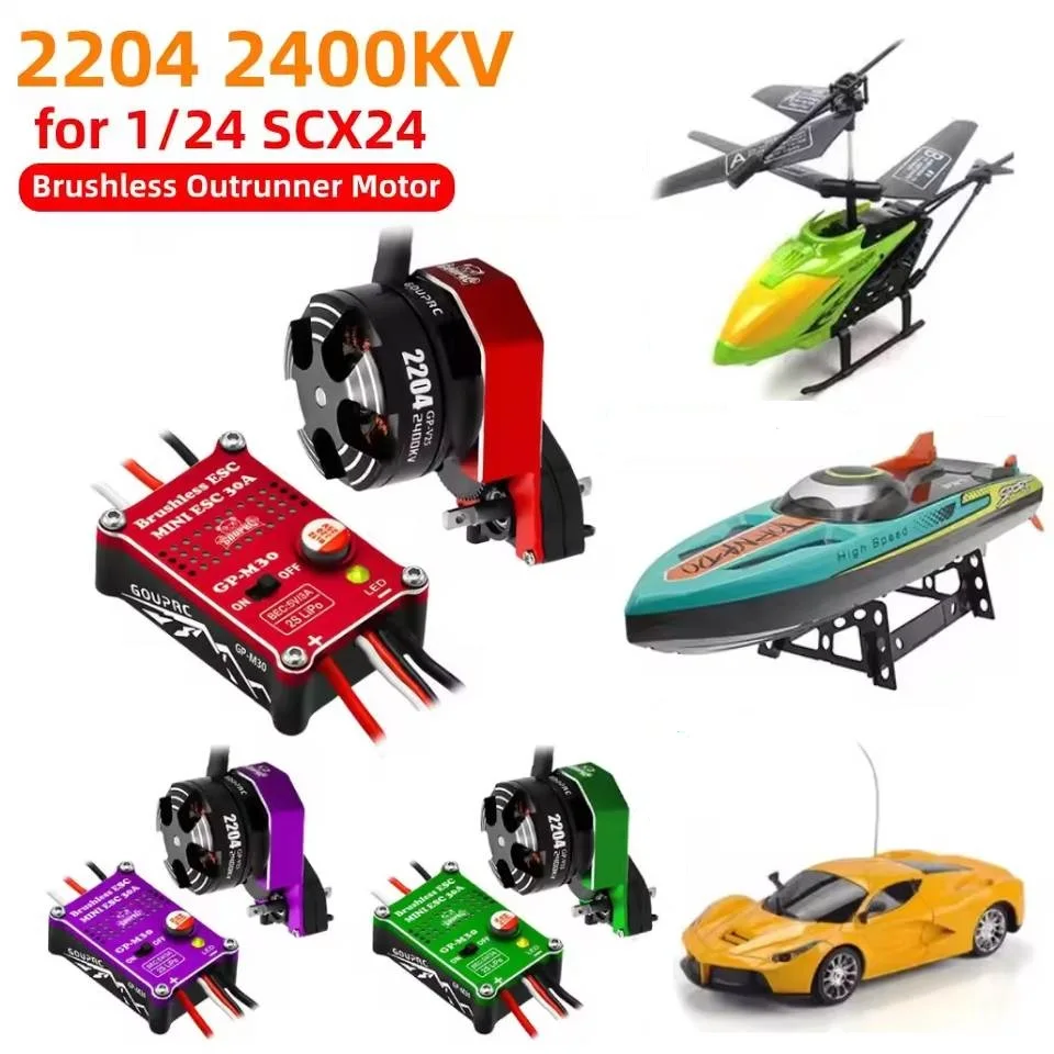 

Бесщеточный двигатель Outrunner 2204 2400 кВ с трансмиссией и ESC 30 А для 1/24 RC Car Truck SCX24 RC Crawler Axial Upgrade Accessory