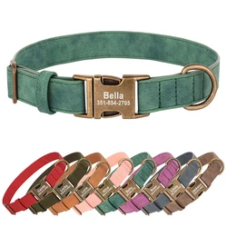 Custom Engraved Dog Collar Personalized PU Leather Dog Collars Soft Padded Pet ID Collar For Small Medium Large Dogs Pitbull