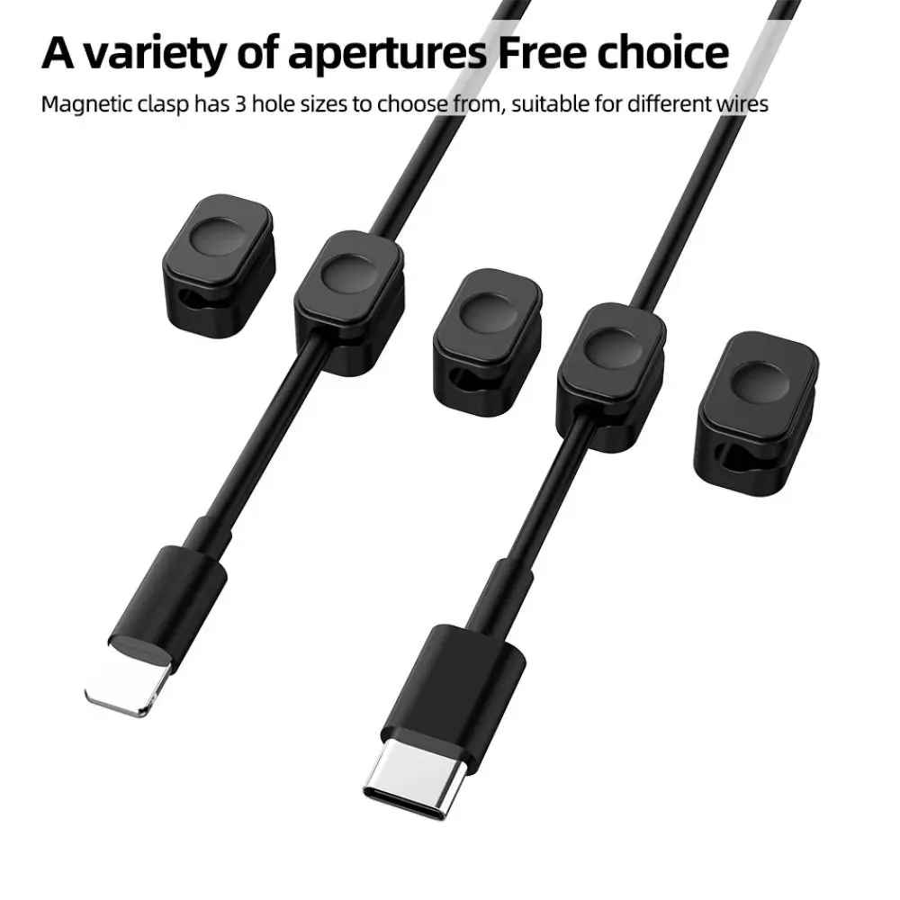 Universal Silicone Magnetic Cable Management Self-Adhesive Fixed 5 Clips Cord Winder Row Multi-purpose Charging Line Holder