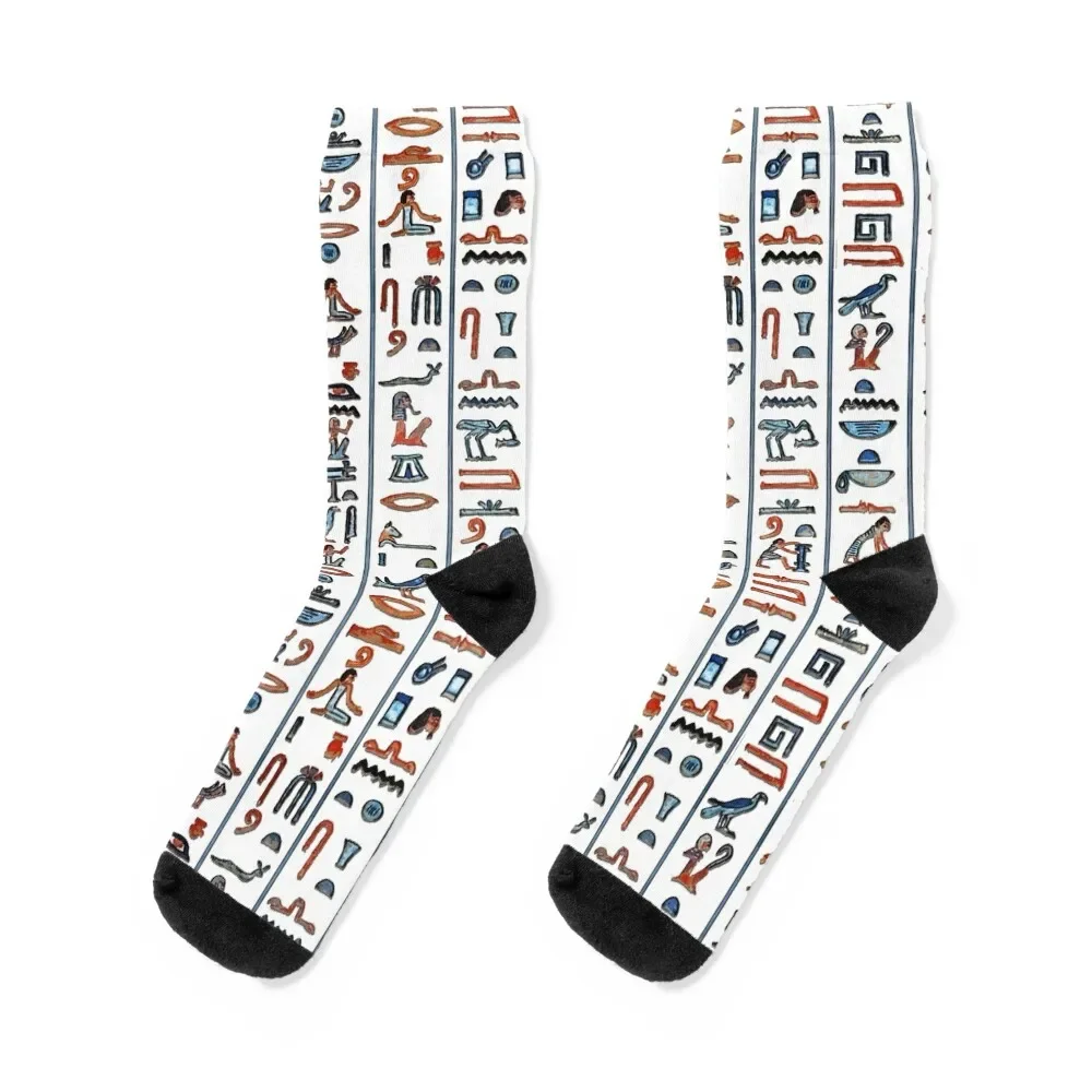 

Ancient Egyptian Hieroglyphs (Original Colors on White) Socks Men's Rugby hockey Mens Socks Women's