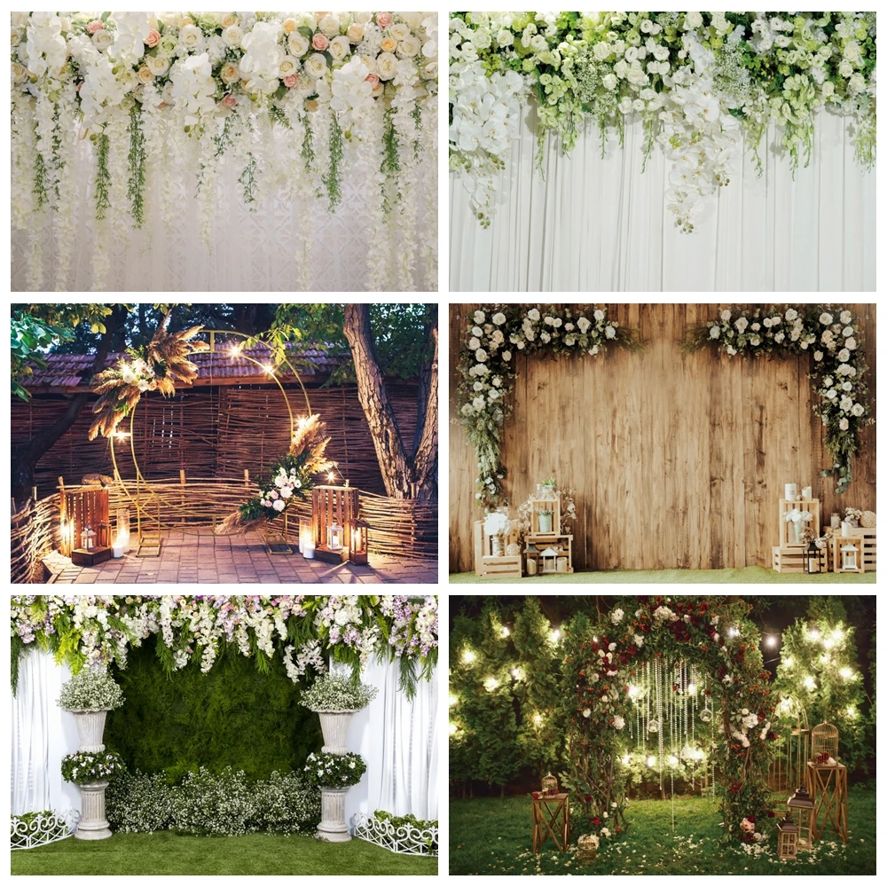 

Wedding Flower Scenes Backdrop for Photography Floral Bridal Shower Engaged Ceremony Party Baby Birthday Background Photo Studio