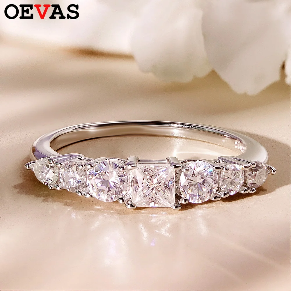 

Кольца OEVAS с муассанитом для женщин, 100% серебро S925, цвет D, лабораторный бриллиант, асимметричное обручальное кольцо, ювелирные украшения для вечеринок с сертификатом