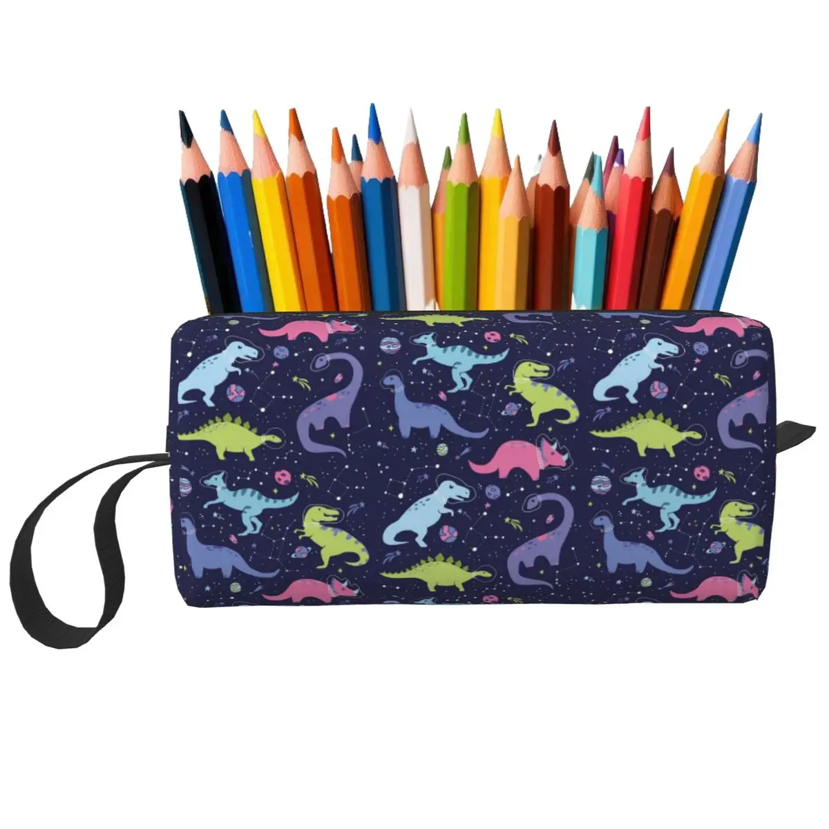 

Space Dinosaurs In A Purple Sky Pencil Case for Kids School Pen Box Pencil Bag Travel Women Cosmetic Bag Organizer Pouch