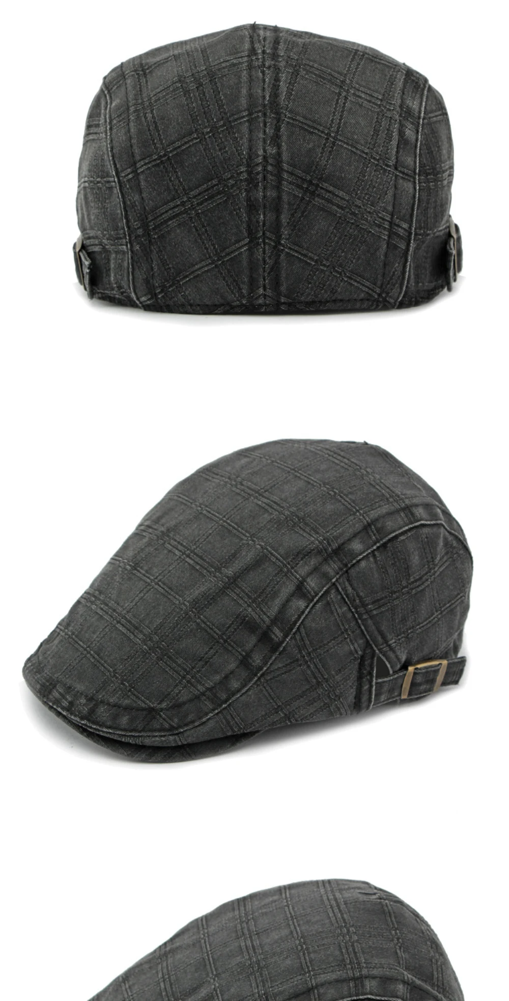 HT4239 Baskenmütze für Alle Jahreszeiten Baumwolle Ivy Flat Cap Damen Vintage Künstler Maler Baskenmütze Herren Unisex Kariert Verstellbare Herren-Baskenmützen – Detail 11