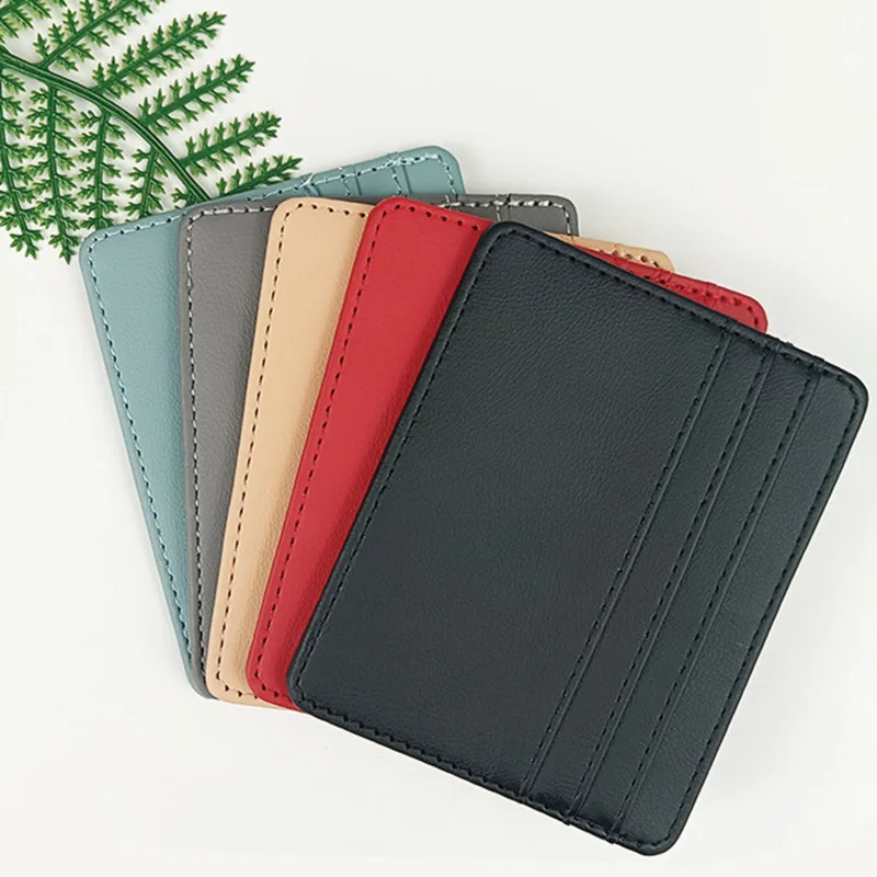 1Pc Pu Leather ID Card Holder Candy Color Bank Credit Card Box Multi Slot Slim Card Case Wallet Women Men Business Card Cover