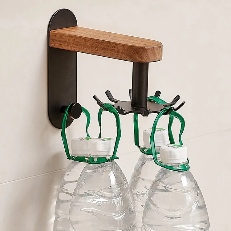 Solid wood accessible kitchen hook rotating multi-function spoon spatula storage rack kitchen utensil storage rack storage rack