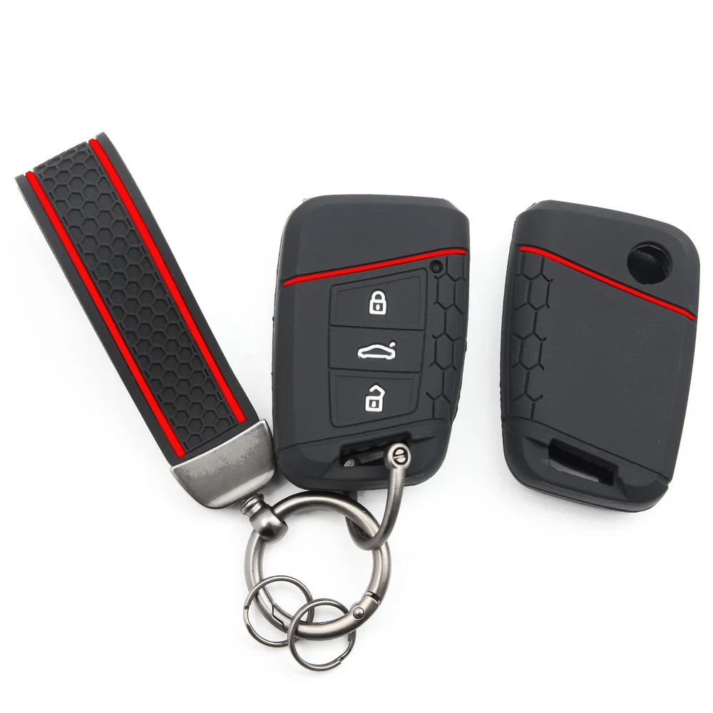 Remote Key Protector With Lanyard For VW Volkswagen Magotan Magotan GTE Passat B7 For Skoda Fabia Superb A7 Kodiaq For Seat