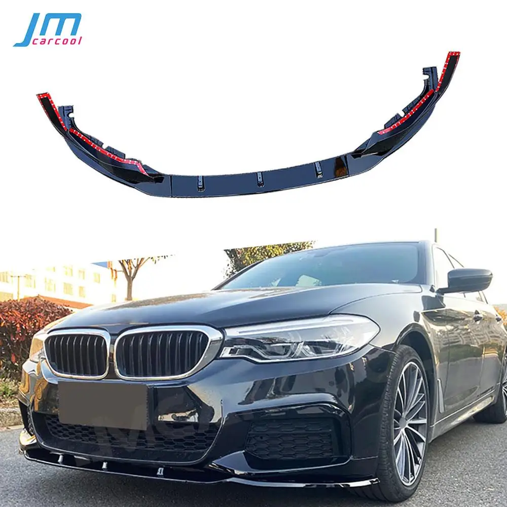 

ABS Carbon Look Front Bumper Lip Chin Spoiler with Side Splitters for BMW 5 Series G30 M Sport 2017 2018 2019 2020 BodyKits 5pcs