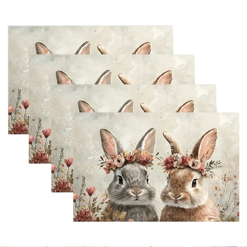 2pc Easter Spring Placemats Decoration Linen Dining Table Ma