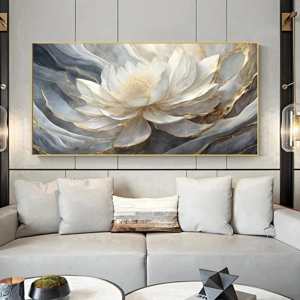 Large Diy Diamond Painting 5D White Gold Flower Cross Stitch Full Square Round Drill Embroidery Sale Fantasy Floral Home Decor