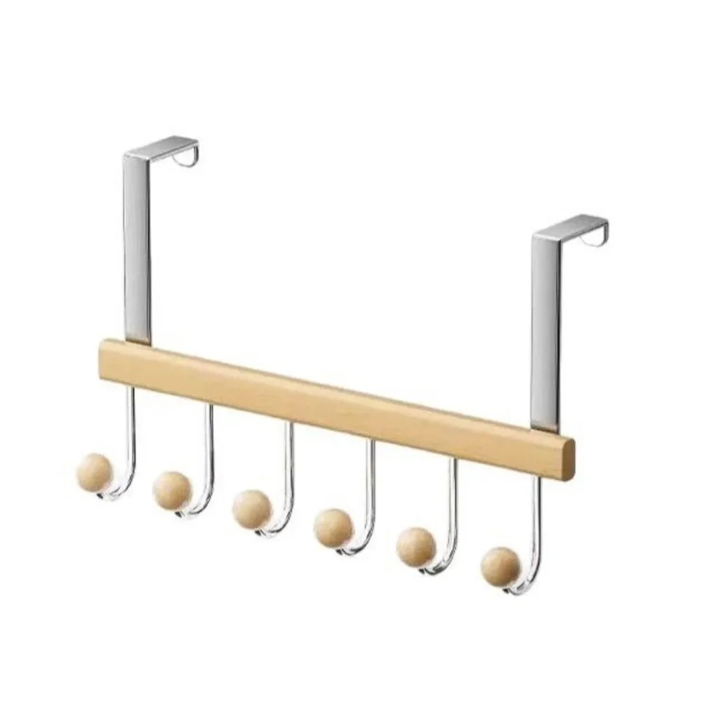 

6 Hooks Over The Door Hooks Punch Free Large Capacity Hanging Storage Rack Folding Space Saving Clothes Coat Hooks Bathroom