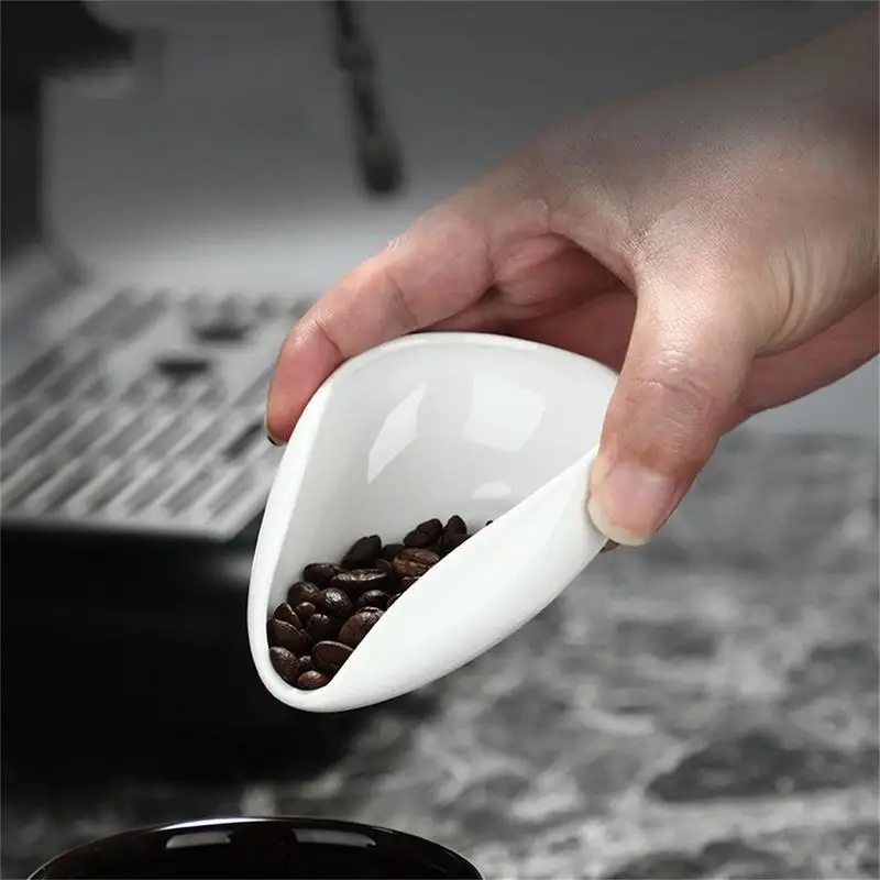 Coffee Beans Dose Trays Coffee Ware Pure White Ceramic Tea Set Scoops Chinese Kung Fu Tea Set Coffee Bean Scoop Shovel