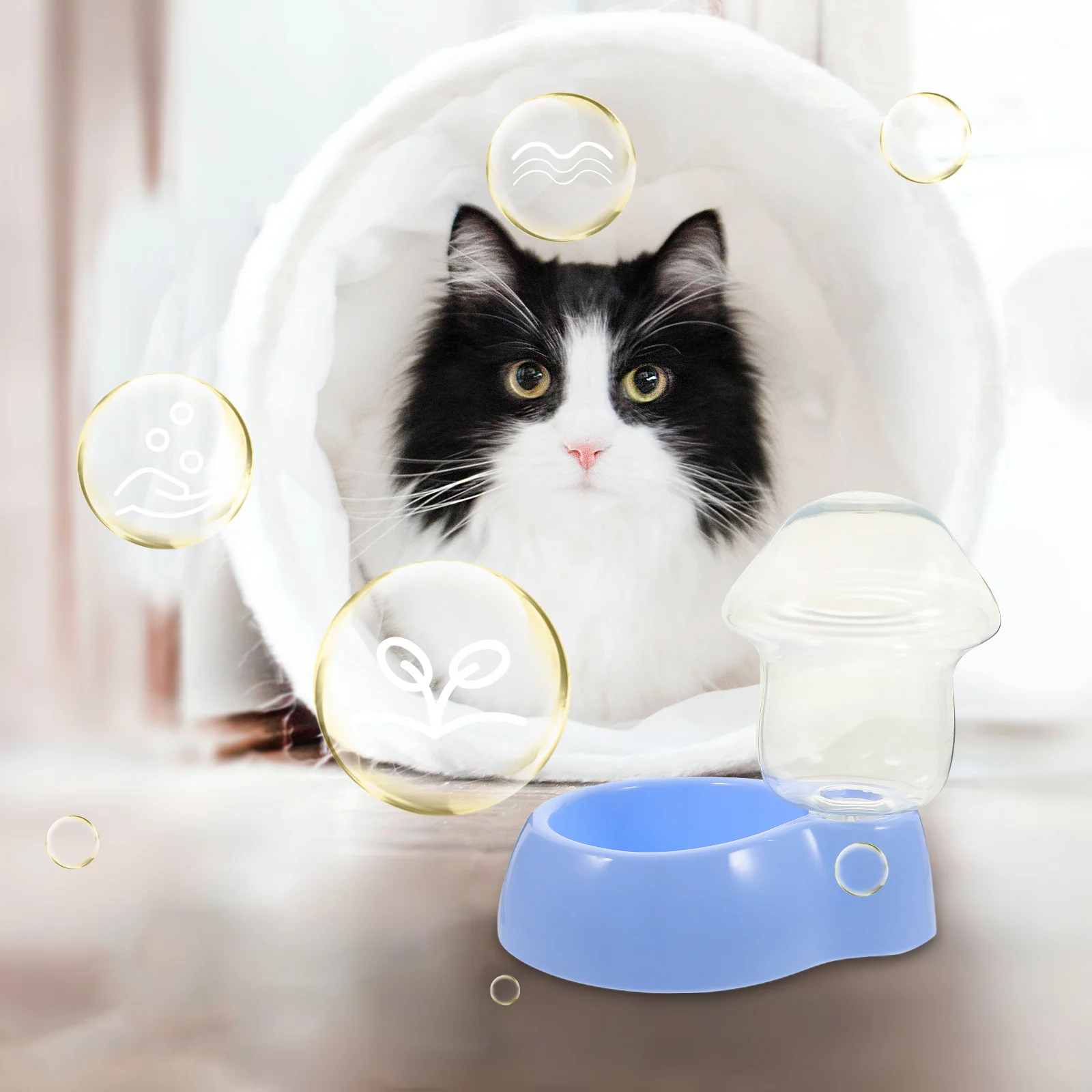 

1 set Automatic Pet Water Dispenser Transparent Large Capacity Plastic Dog Cat Drinking Bowl Lightweight Durable Home Use Water