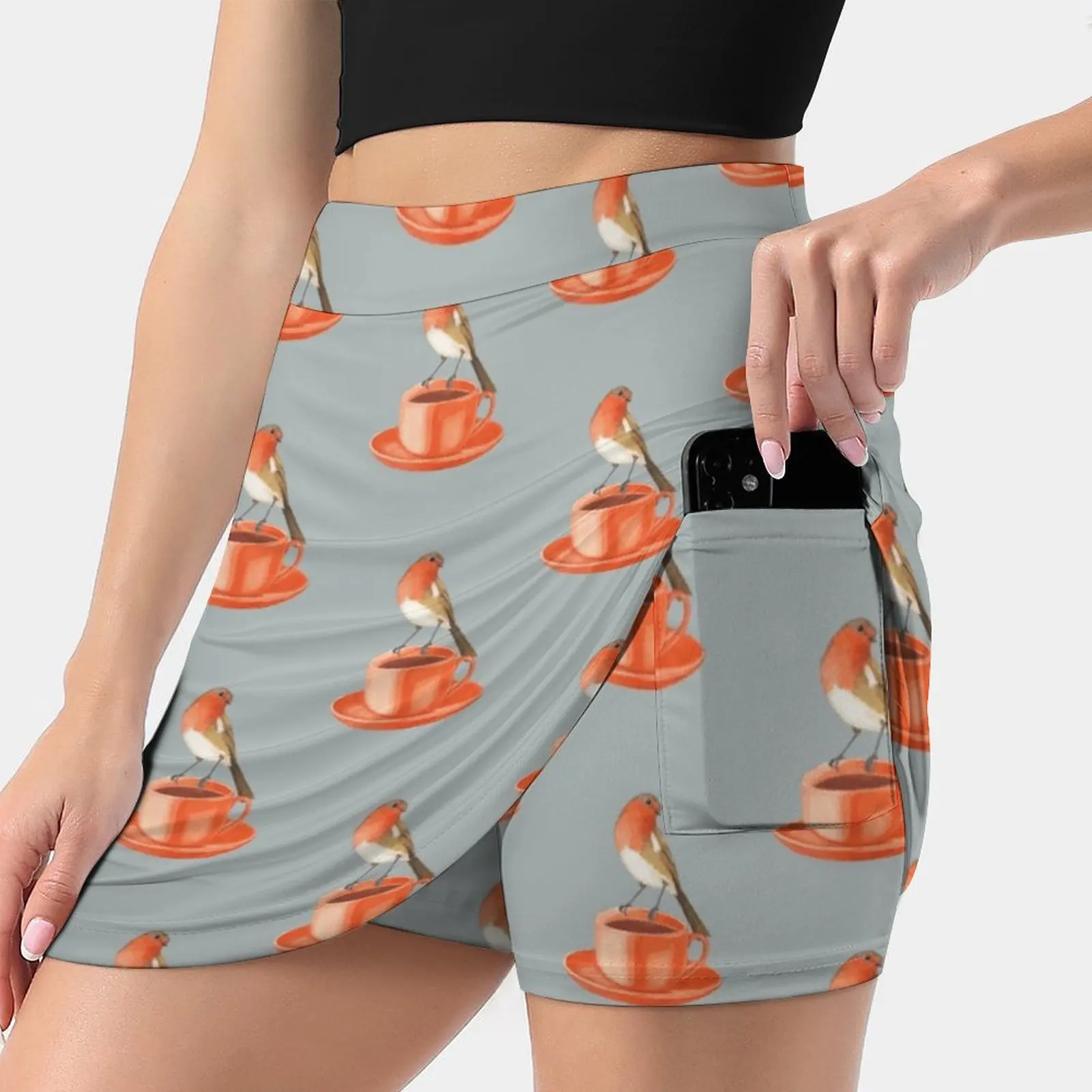 

Coffee Loving Robin Bird Women's skirt Sport Skort Skirt With Pocket Fashion Korean Style Skirt 4Xl Skirts Robin Bird Coffee