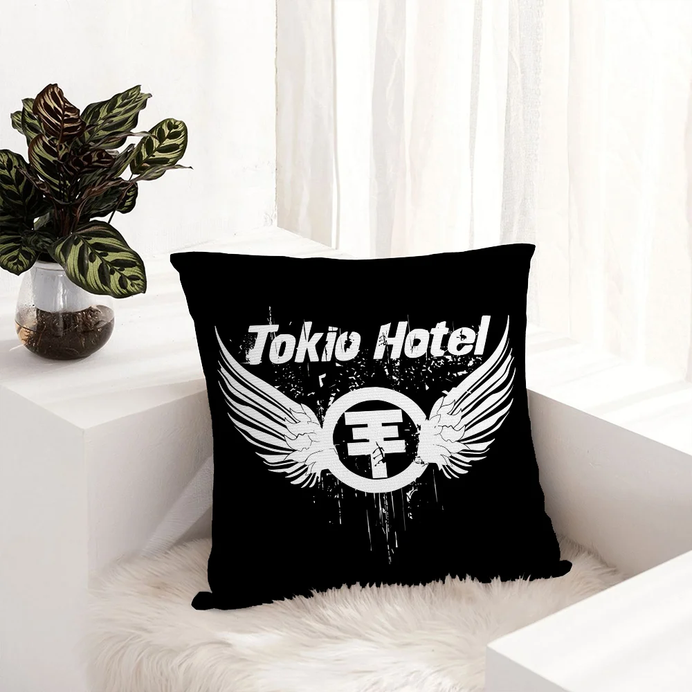 T-Tokio H-Hotel Band Pillow Case Plush Fabric Soft Pillowcase Double Sided Print Sofa Cushion Cover Throw Pillow Cover