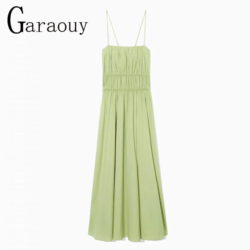 Garaouy Sexy Backless Beach Dress For Women Splice Folds Long Dresses Womens Party Elegant Bandage Maxi Sundress Female