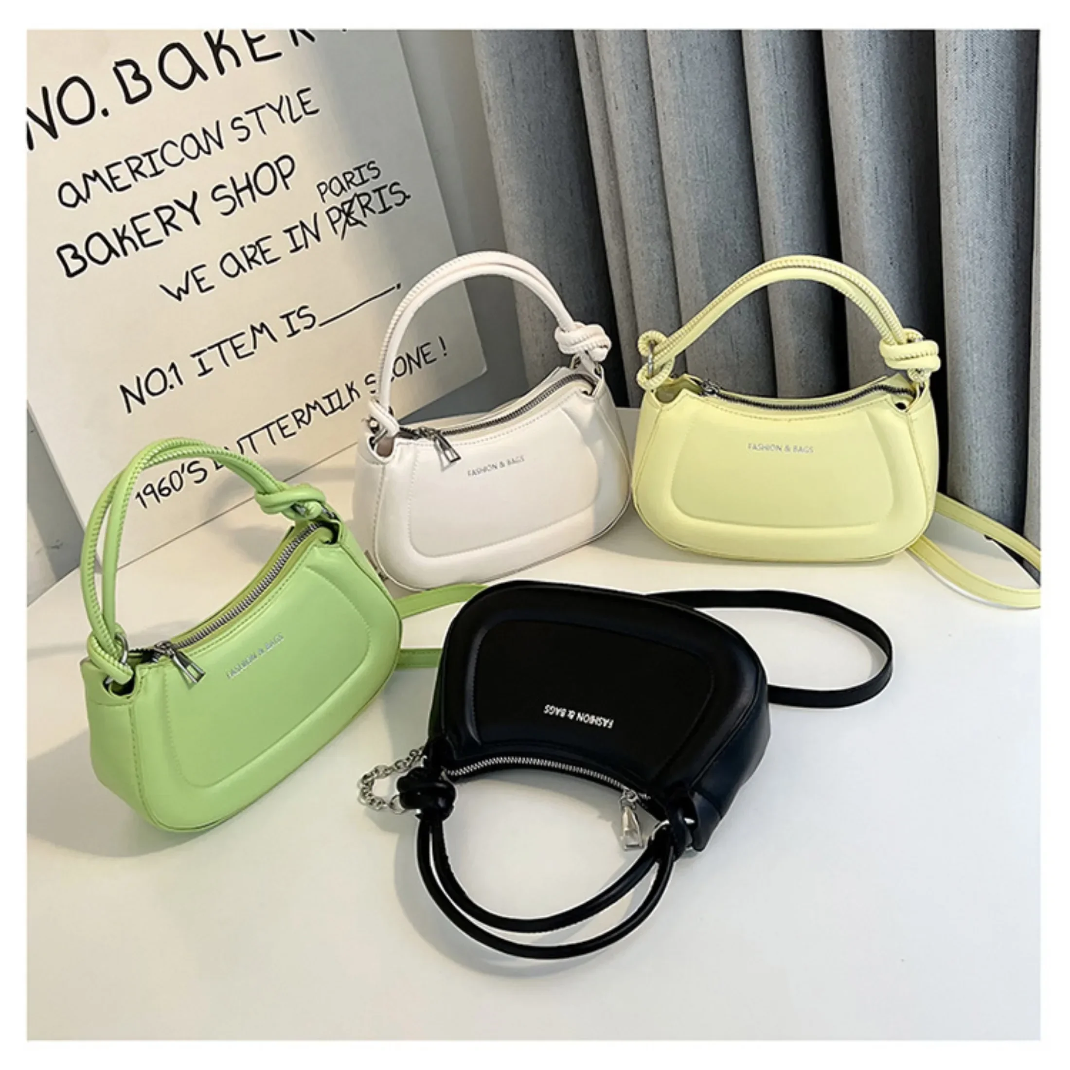 Fashion Women Shoulder Crossbody Bags Chains PU Leather Female Simple Solid Color Handbags Small Single Shoulder Underarm Bag