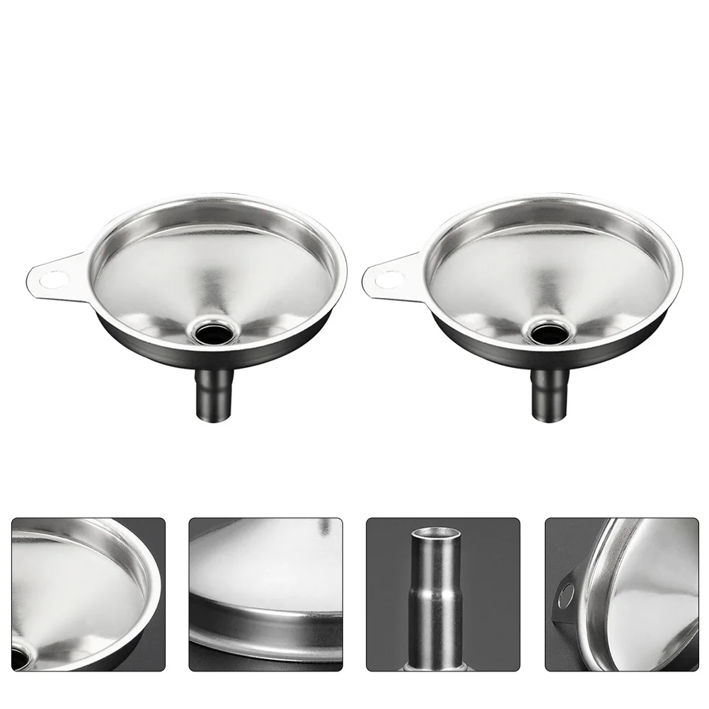 2Pcs Stainless Steel Mini Funnel Compact Oil Wine Filling Funnel for Home Use Kitchen Gadget Kitchen Liquor Stainless Steel