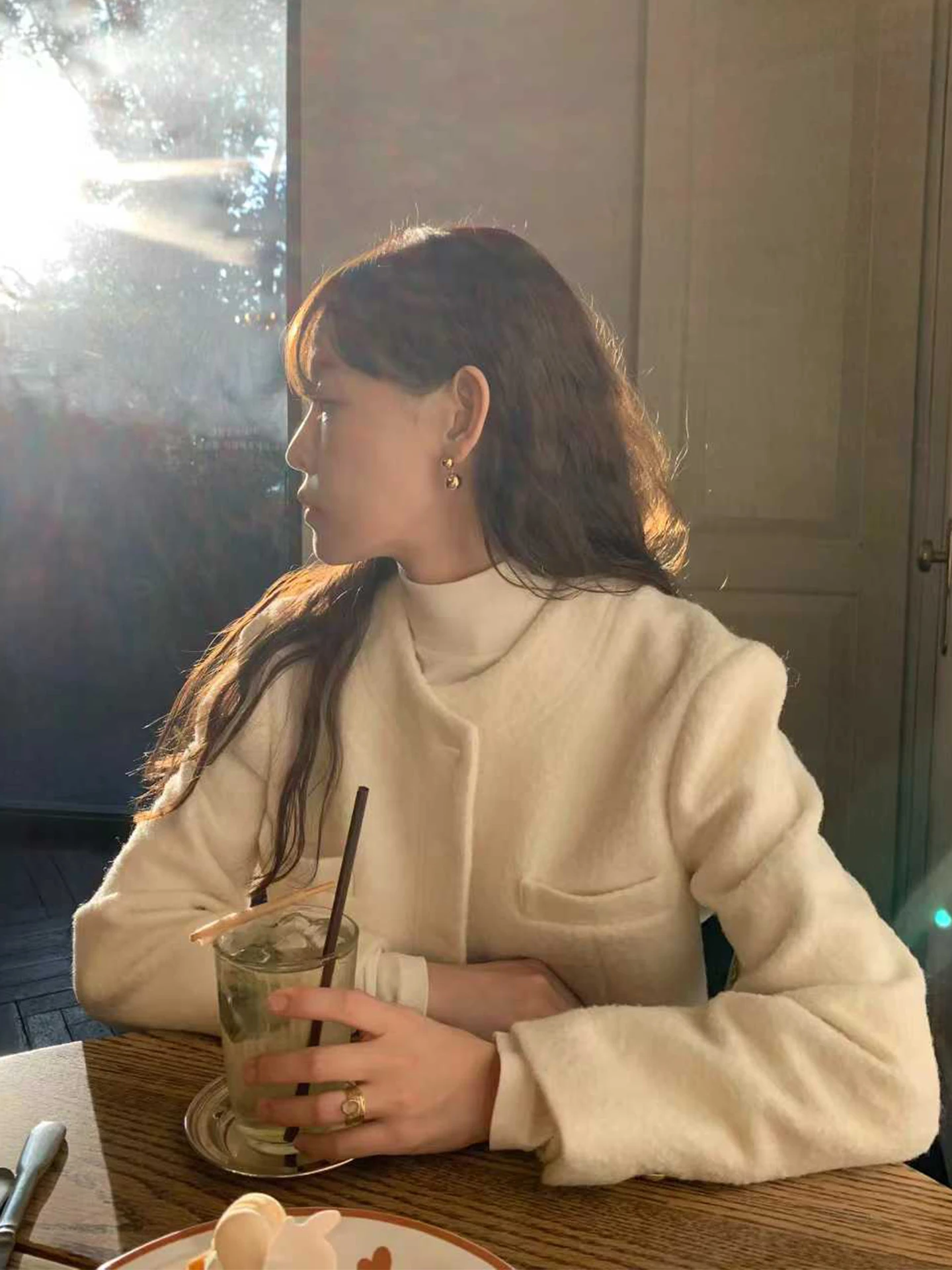 Cappotto lungo in lana con bottone singolo retrò chic, da donna, ampio, versatile, con piccola fragranza, per l'inverno 2025