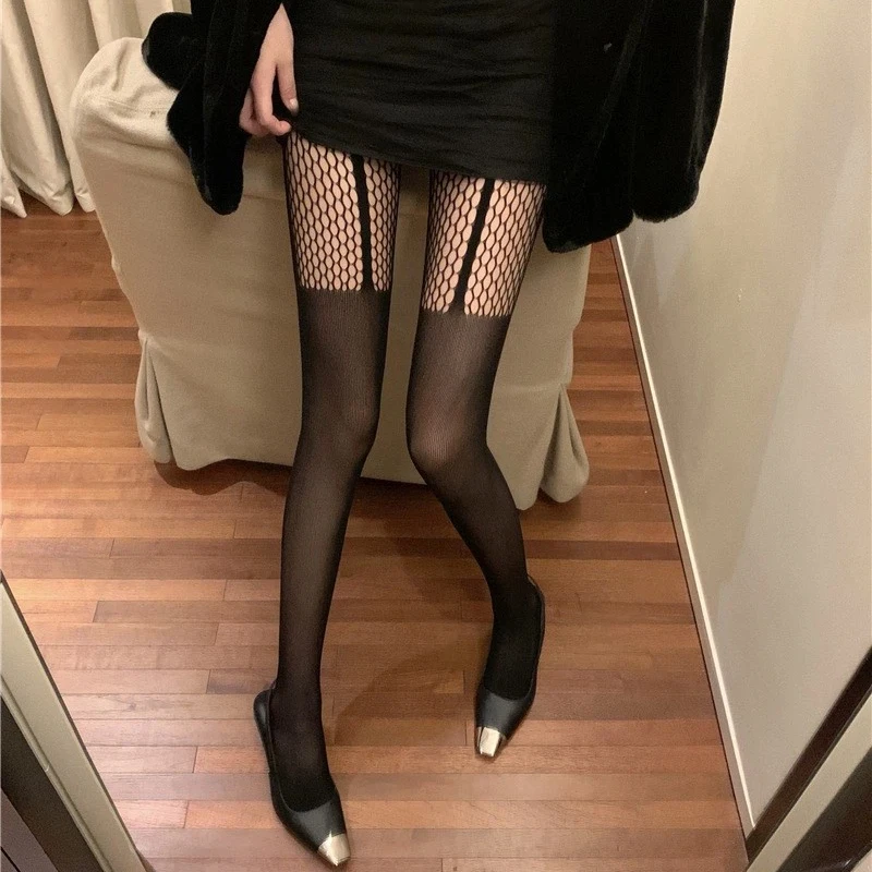 Women's Sexy Patterned Slim Fit Fishnet Pantyhose Long Mesh Socks Transparent Body Stockings Nylon Tights for Ladies