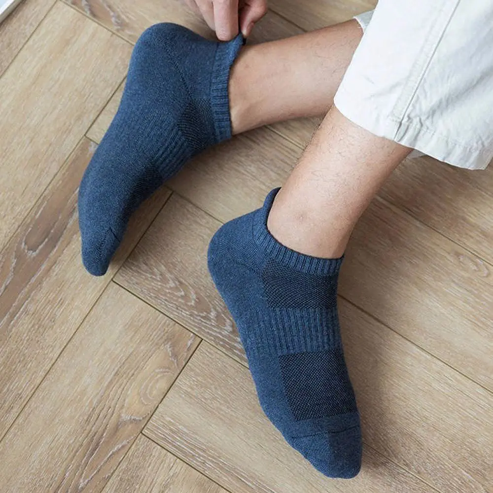 Simple All-match Shallow Mesh Comfortable Solid Color Men's Socks Low-top Socks Boat Socks Hosiery