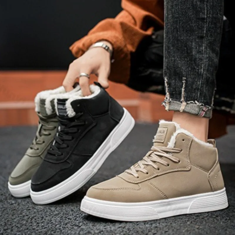 

Men's Fashion Trend Casual Warm Thick Soled Plush Shoes 2025 Winter Comfortable Versatile High Top Non Slip Chunky Cotton Shoes