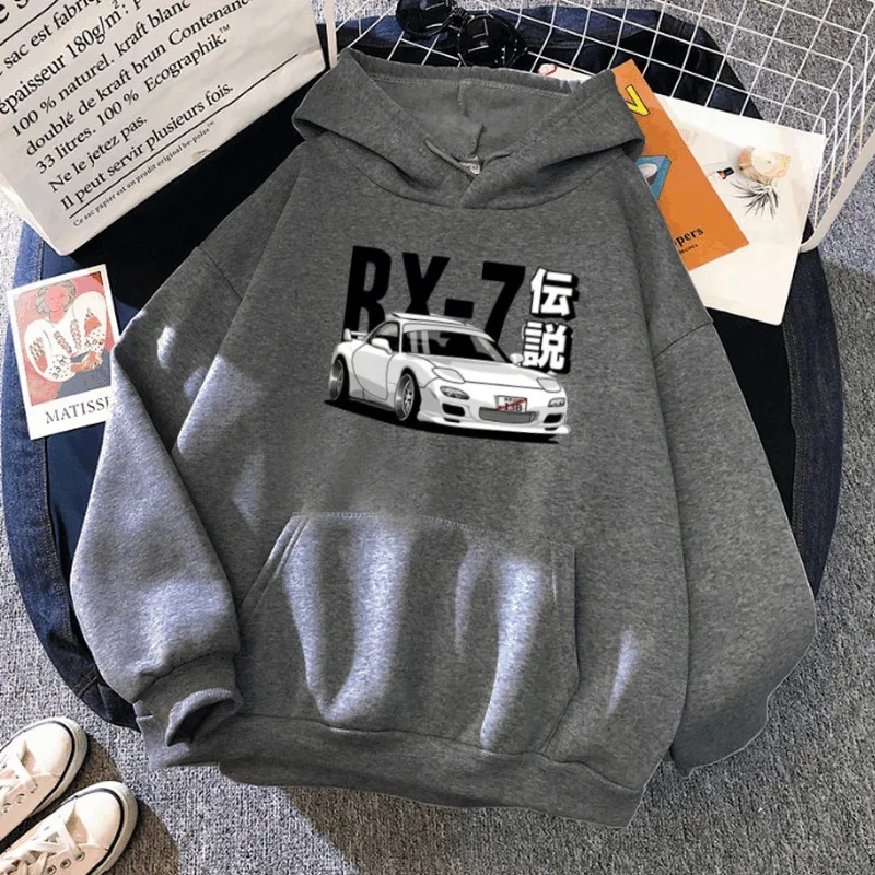 Initial D Jdm Hoodie Vintage Rx7 Fd Drift Japanese Cars' S Printed Sweatshirt Harajuku Tracksuit Loose Mens Streetwear Pullover