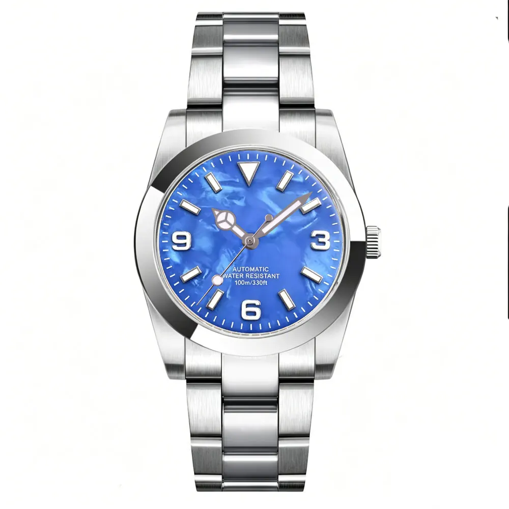 Custom Logo Watch 36mm 39mm Mother of pearl dial NH35 Mechanical Watches for Men Sapphire 100M Waterproof Luminous Relogio view 5