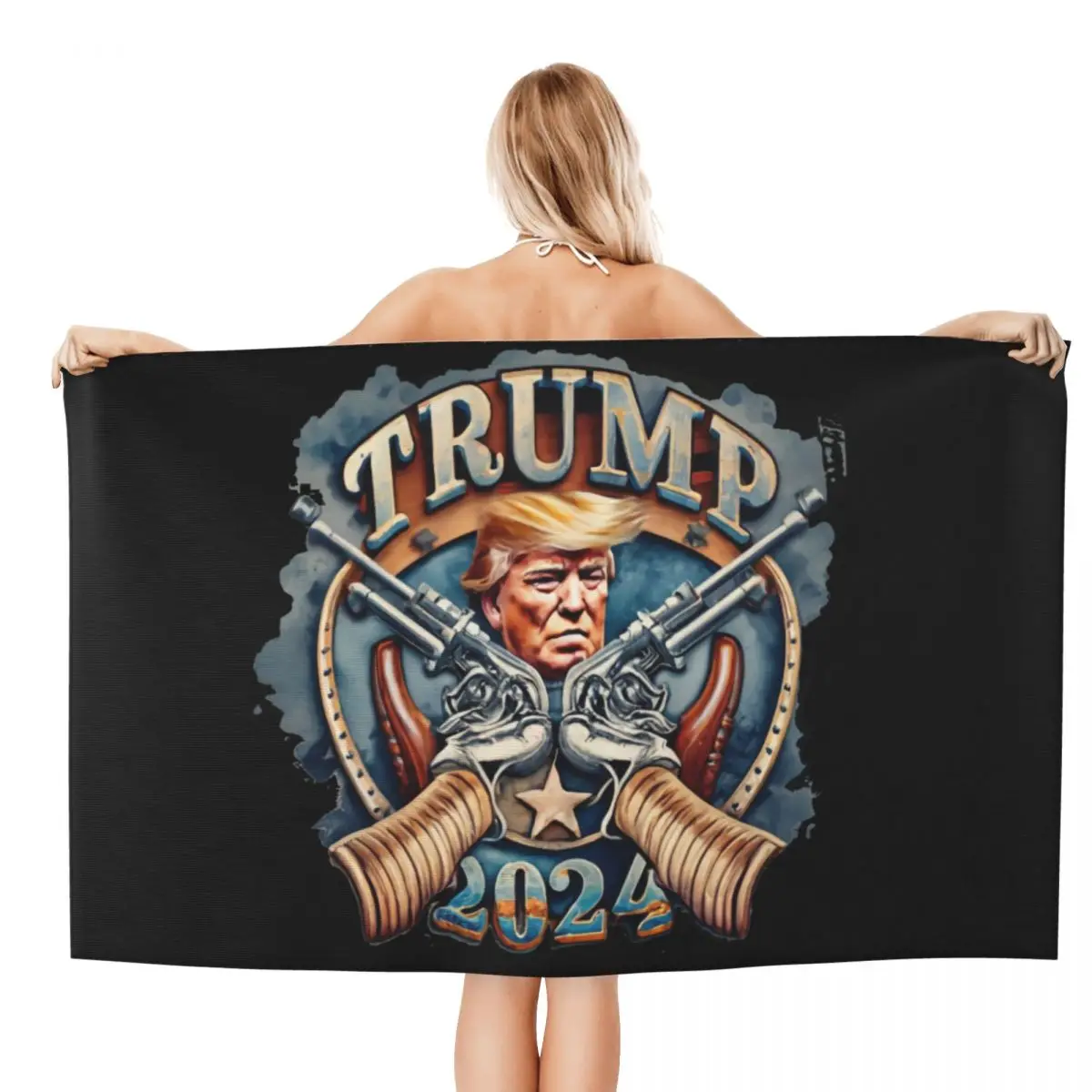 Custom Trump 2024 MAGA USA Flag Beach Towel Quick Dry Super Soft Microfiber Shower Sauna Towels