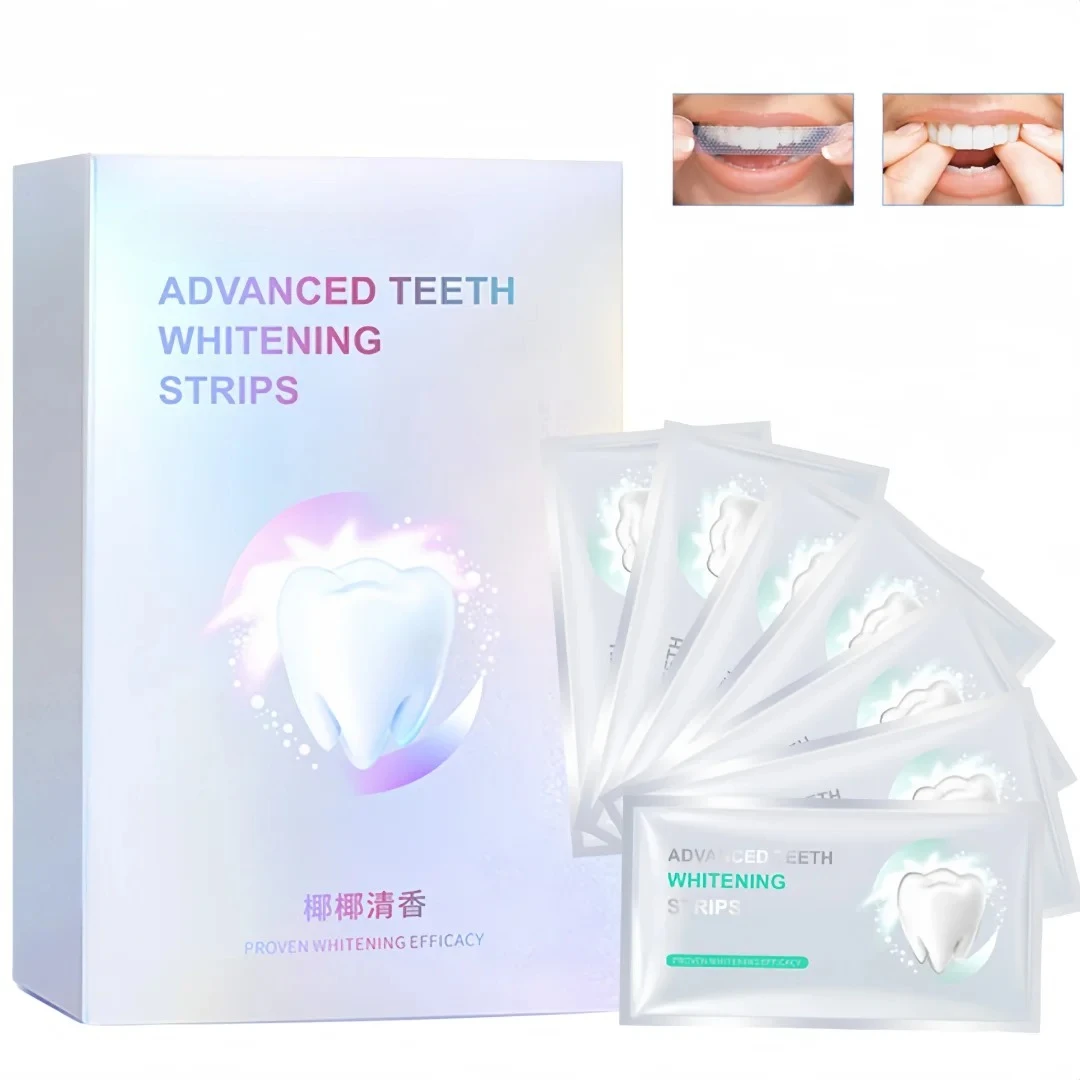 14 Strips 7 Pairs Teeth Whitening Strips Coconut Teeth Cleaning Removal Stains Oral Care Prevention Deep Cleaning Oral Strips
