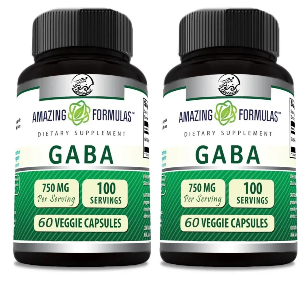 

Amazing Formulas GABA 750mg per serving vegetarian 60 capsule supplement | Non GMO gluten free