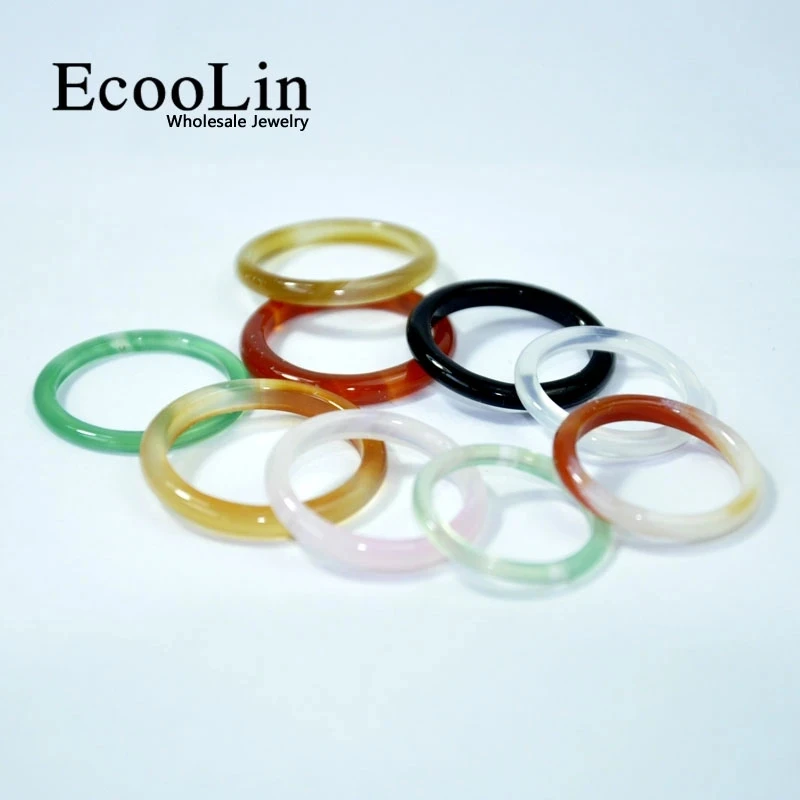 10Pcs Multicolor Natural Carnelian Agatee Rings For Women Girls Vintage Jewelry Lots Bulk Packs Mixed Colors LR4020