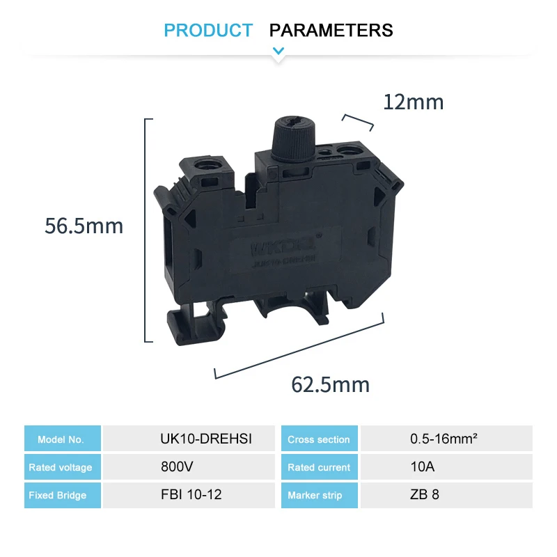 5Pcs UK10-DREHSI Electrical Connector 24V/220V LED 1A/2A/4A/6A/10A Fuse UK10 Screw Cap Din Rail Terminal Block UK 10-DREHSILED