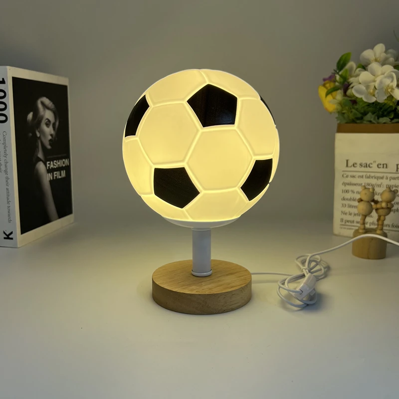 Imagem -04 - Bola de Futebol Forma Criativa Usb Table Lamp Decoração do Quarto Modern Desk Lamp Luzes Led para o Quarto Decoração de Casa