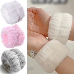 4Pcs Wristband for Washing Soft Flannel Wrist Strap Reusable Face Makeup Towel Wrist Velvet Towel  Girls Elastic Face Wash