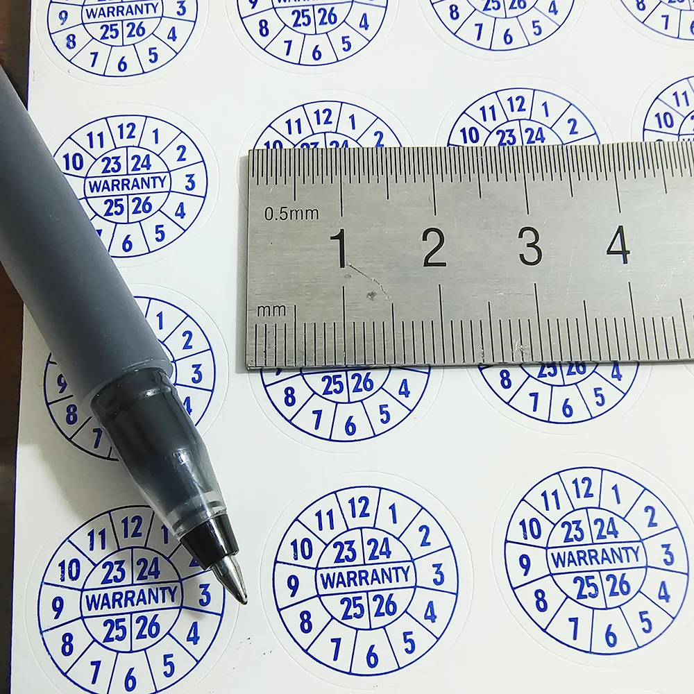 100 Stuks 20Mm Vervallen Datum Sticker Broos Papier Garantie Leegte Label Reparatie Guananantee Geldig Jaar Maand Sabotage Evident Veiligheidszegel