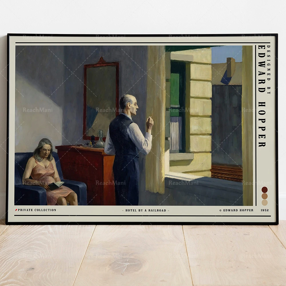 Edward Hopper Poster, Railway Hotel, Ground Swell, Night Lectures, Morning Light, Summer Art Vintage Museum Exhibition Poster