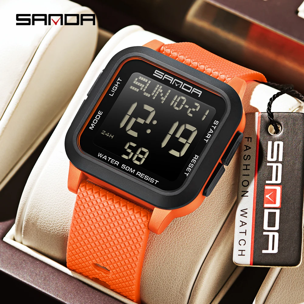 SANDA 디지털 시계 남자 군대 스포츠 남성 전자 손목 시계 톱 브랜드 럭셔리 LED 스톱워치 방수 시계 선물 2194
