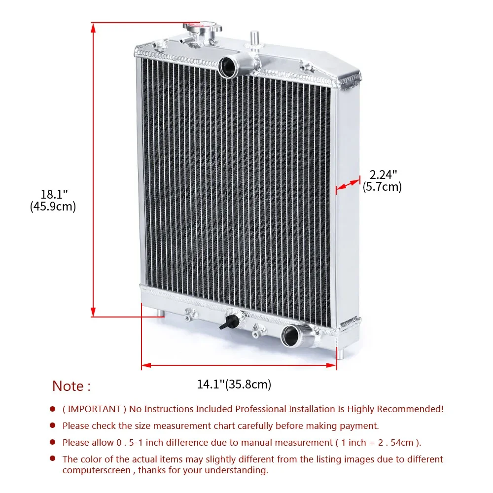 Racing Car Parts High Performance 3 Row 52MM Aluminum Radiator 32MM IN/OUT for Honda Civic B18C B16A MT AT