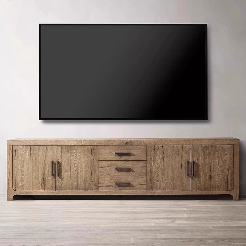 Solid wood TV cabinet retro dining room side locker living room with drawer cabinet