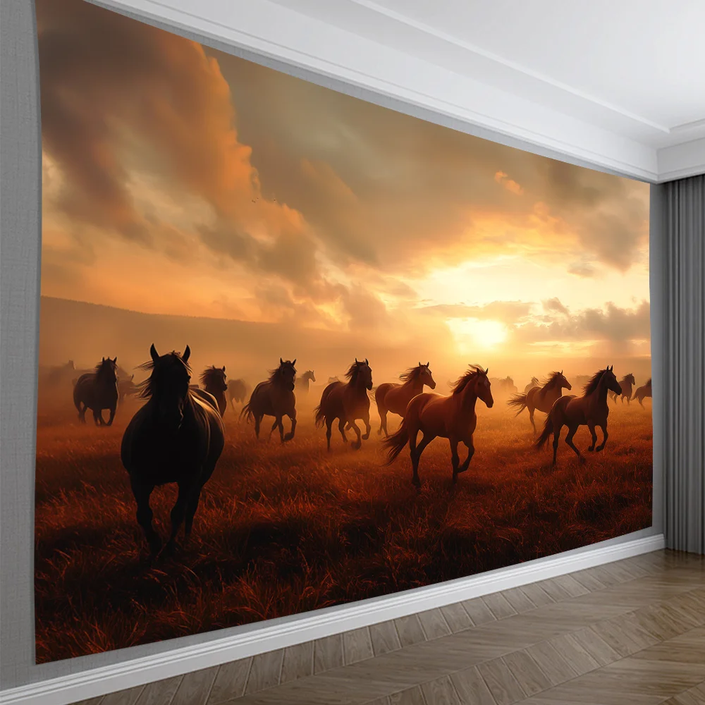 free-running steed Digital printing polyester wall hanging tapestry decorative Living room bedrooms Office background gift