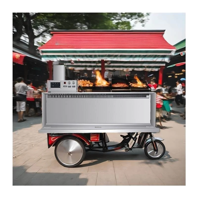 Stainless steel fume purifier environmental protection night market mobile tricycle display cabinet