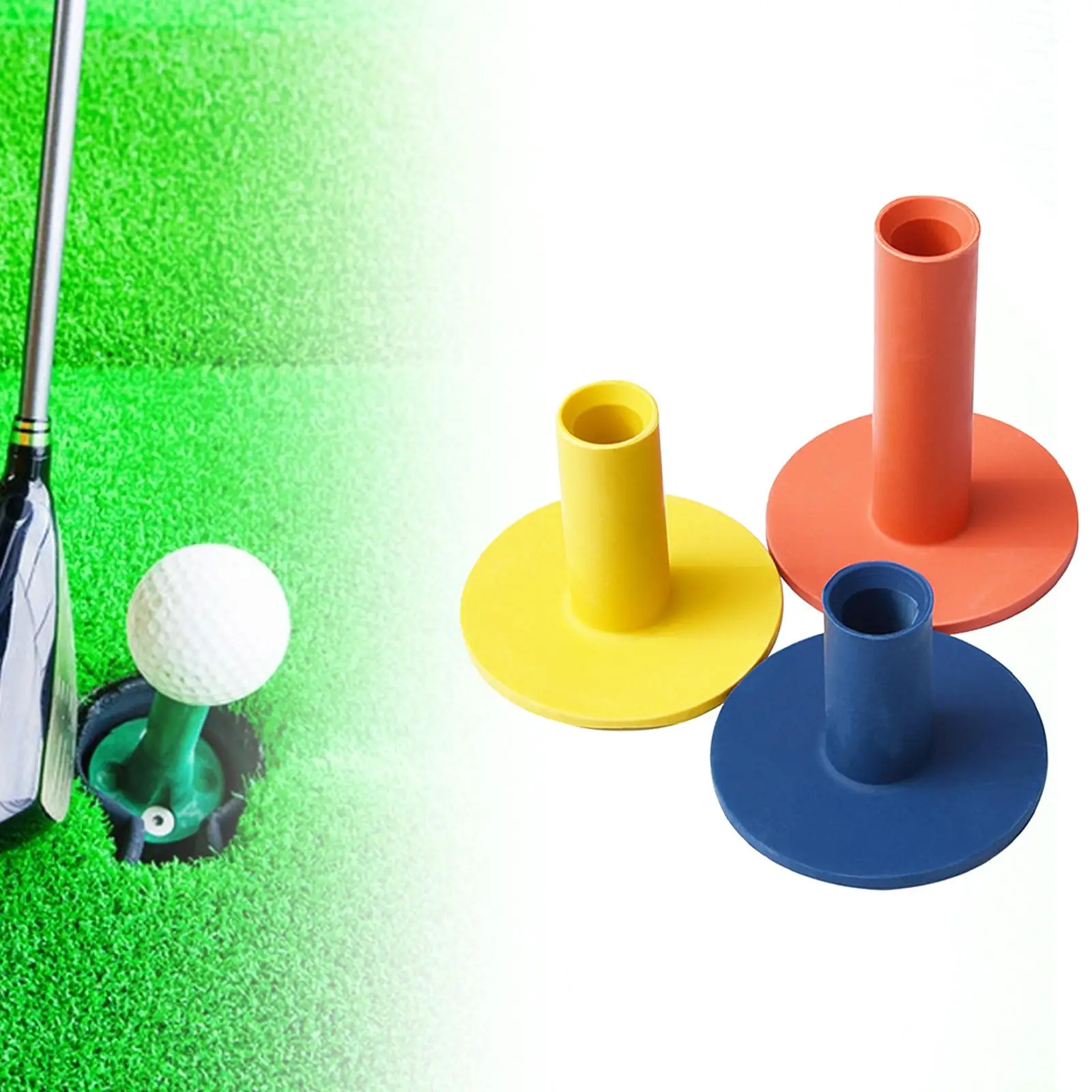 

3Pcs Rubber Golf Tee Stable for Practice Mat Backyard Putting Swing Training