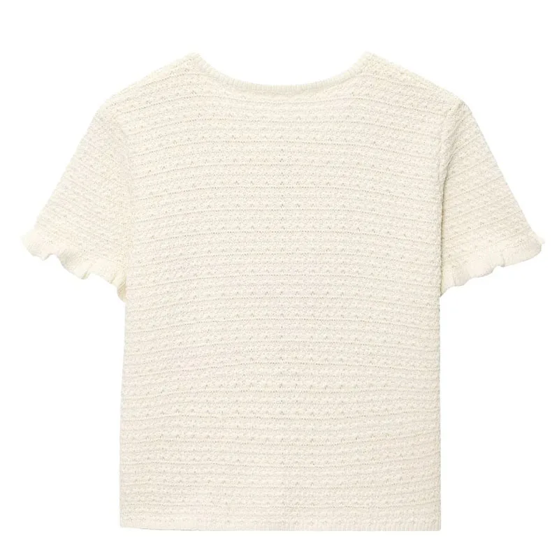 Cardigan For Women Button Short -Sleeved Women's Sweater Crop Cute Summer knit Y2k Crochet White Top Office Casual Thin Cardigan